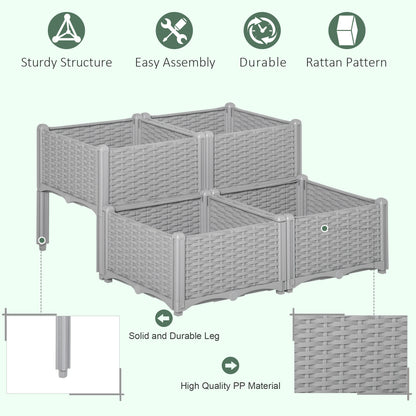 Outsunny Raised Flower Bed Vegetable Herb Plant Stand Lightweight - 40L x 40W x 44H CM