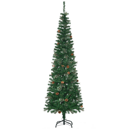 Homcom 6.5FT Tall Pencil Slim Artificial Christmas Tree with Realistic Branches