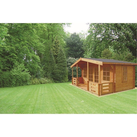 Shire Lydford 13' 8" x 14' 8" Apex Log Cabin - Premium 44mm Cladding Tongue & Groove