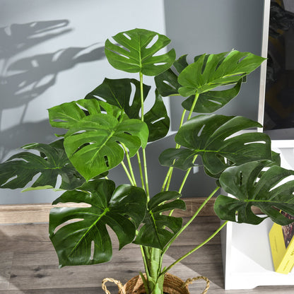 Homcom Decorative Artificial Monstera Plants in Pot Fake Plants for Home Indoor Outdoor Decor