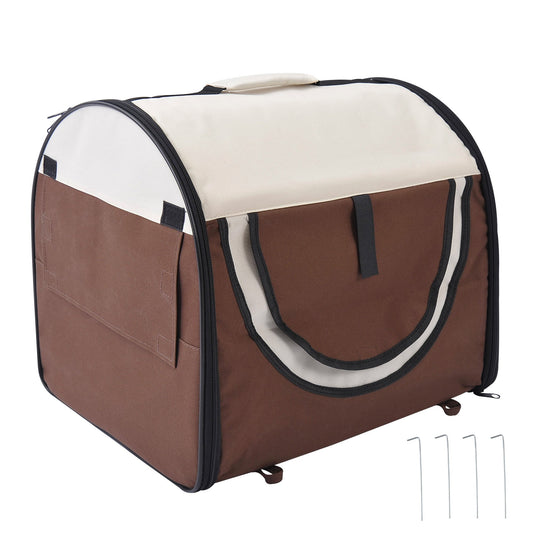 Pet Carrier Folding Cat Carrier Dog Bag Fabric Soft Pet Crate, 46 x 36 x 41 cm, Brown-0