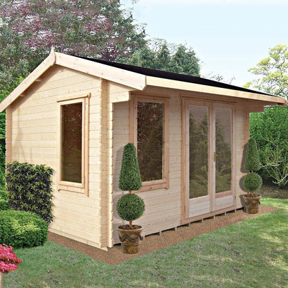 Shire Marlborough 7' 10" x 9' 9" Reverse Apex Log Cabin - Premium 34mm Cladding Tongue & Groove