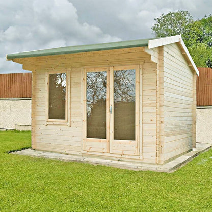 Shire Marlborough 7' 10" x 9' 9" Reverse Apex Log Cabin - Premium 44mm Cladding Tongue & Groove