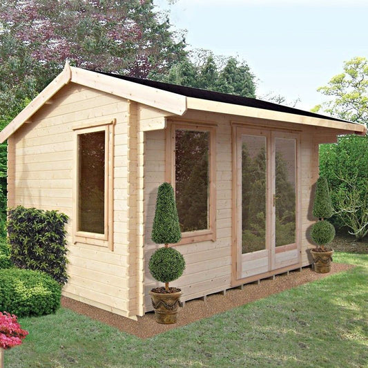 Shire Marlborough 7' 10" x 11' 9" Reverse Apex Log Cabin - Premium 34mm Cladding Tongue & Groove