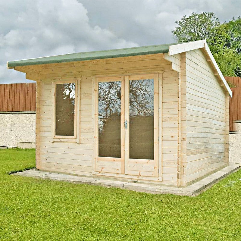 Shire Marlborough 9' 9" x 9' 9" Reverse Apex Log Cabin - Premium 44mm Cladding Tongue & Groove