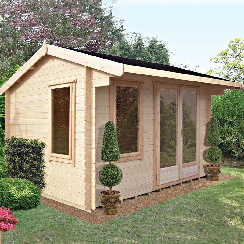 Shire Marlborough 9' 9" x 11' 9" Reverse Apex Log Cabin - Premium 70mm Cladding Tongue & Groove