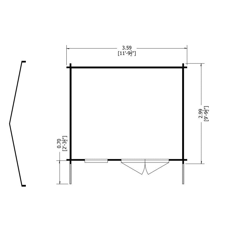 Shire Marlborough 12' x 10' Reverse Apex Log Cabin - Classic 28mm Cladding Tongue & Groove