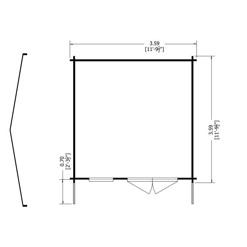 Shire Marlborough 11' 9" x 11' 9" Reverse Apex Log Cabin - Premium 44mm Cladding Tongue & Groove