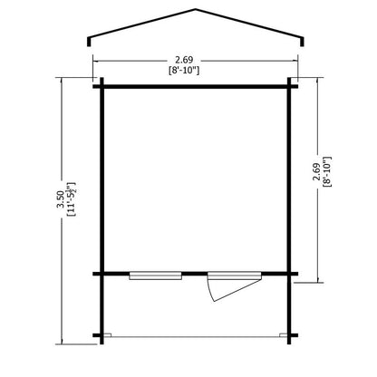 Shire Maulden 9' x 9' Apex Log Cabin - Budget 19mm Cladding Tongue & Groove