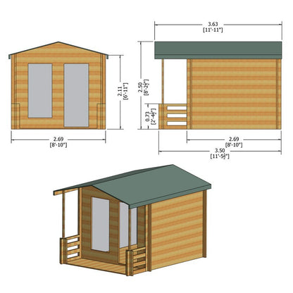 Shire Maulden 9' x 9' Apex Log Cabin - Budget 19mm Cladding Tongue & Groove