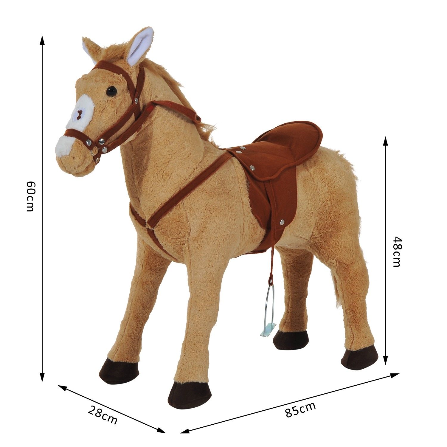 Homcom Children'S Plush Sound Effects Riding Horse Beige-Brown