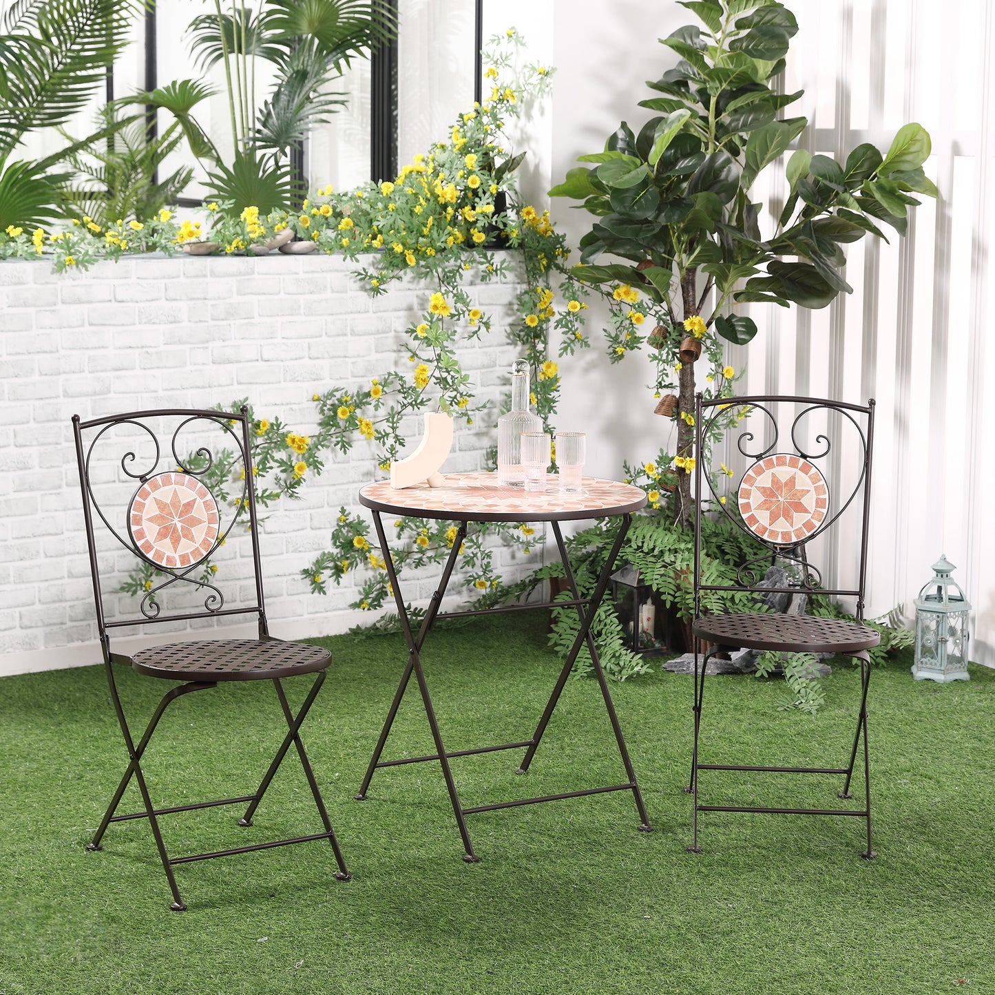 Outsunny 3 Piece Mosaic Bistro Set