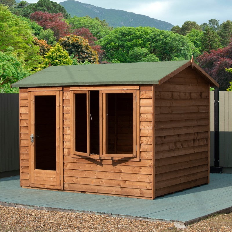 Shire Melrose 7' 10" x 9' 9" Reverse Apex Garden Office - Premium Coated Overlap