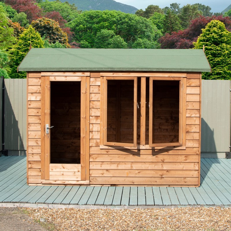 Shire Melrose 7' 10" x 9' 9" Reverse Apex Garden Office - Premium Coated Overlap