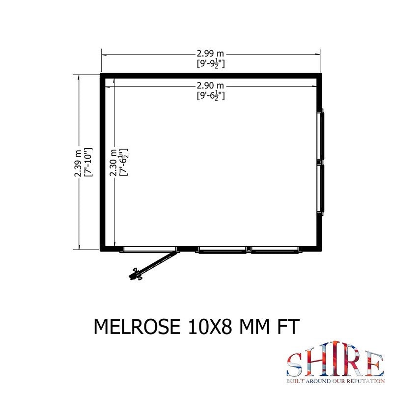 Shire Melrose 7' 10" x 9' 9" Reverse Apex Garden Office - Premium Coated Overlap