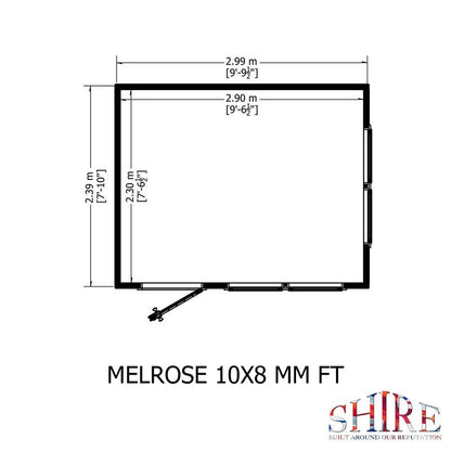 Shire Melrose 7' 10" x 9' 9" Reverse Apex Garden Office - Premium Coated Overlap