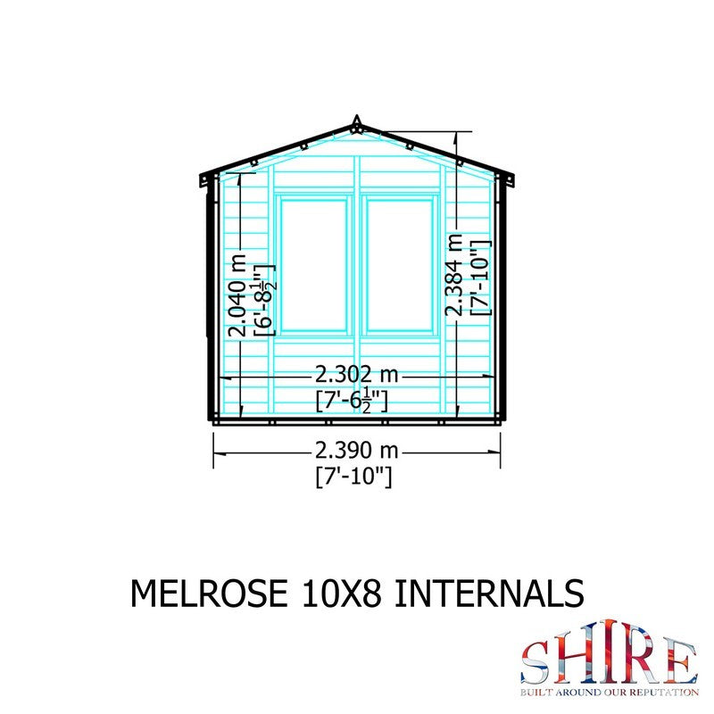 Shire Melrose 7' 10" x 9' 9" Reverse Apex Garden Office - Premium Coated Overlap