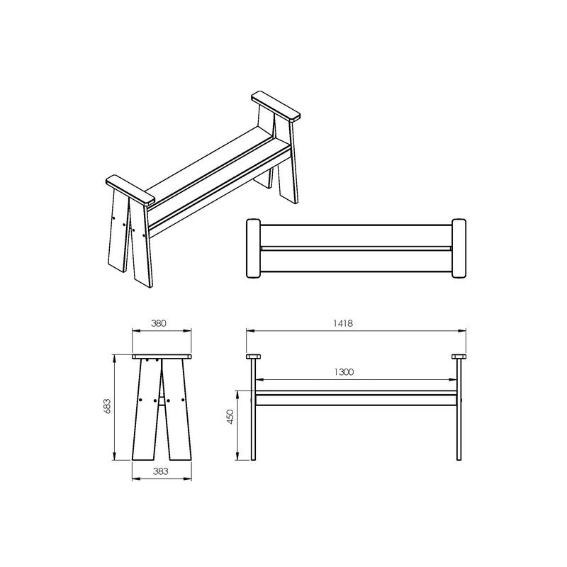 V-Fro Bench - 2 Seat Grey by EKJU