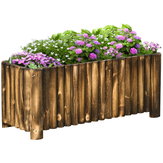 Outsunny Fir Plant Pot Raised Flower Bed Wooden Rectangualr Planter Container Box Wood 4 Feet 100Lx 40Wx40H cm