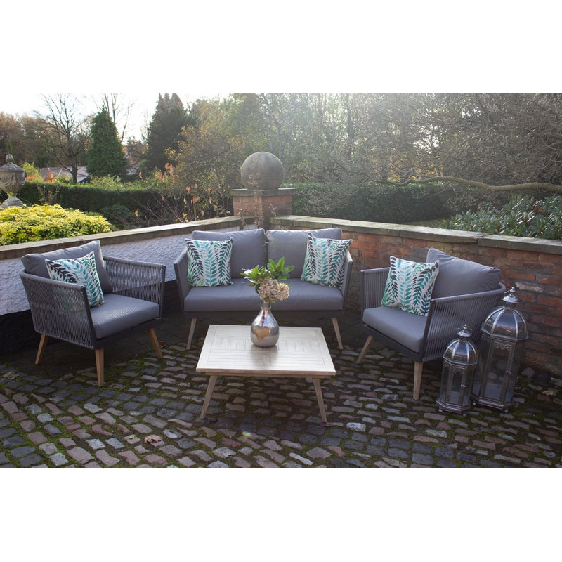 Milan Garden Patio Dining Set by Royalcraft - 4 Seats Grey Cushions - Croft Home & Garden