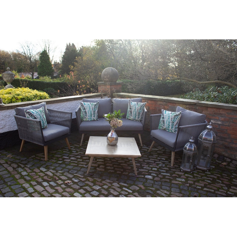 Milan Garden Patio Dining Set by Royalcraft - 4 Seats Grey Cushions - Croft Home & Garden