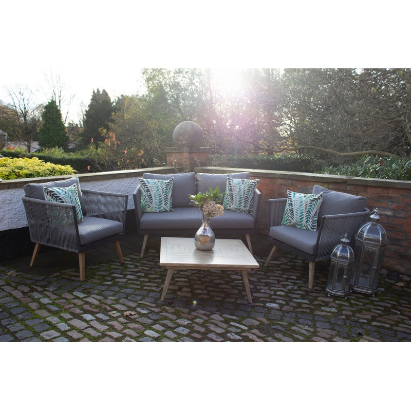 Milan Garden Patio Dining Set by Royalcraft - 4 Seats Grey Cushions - Croft Home & Garden