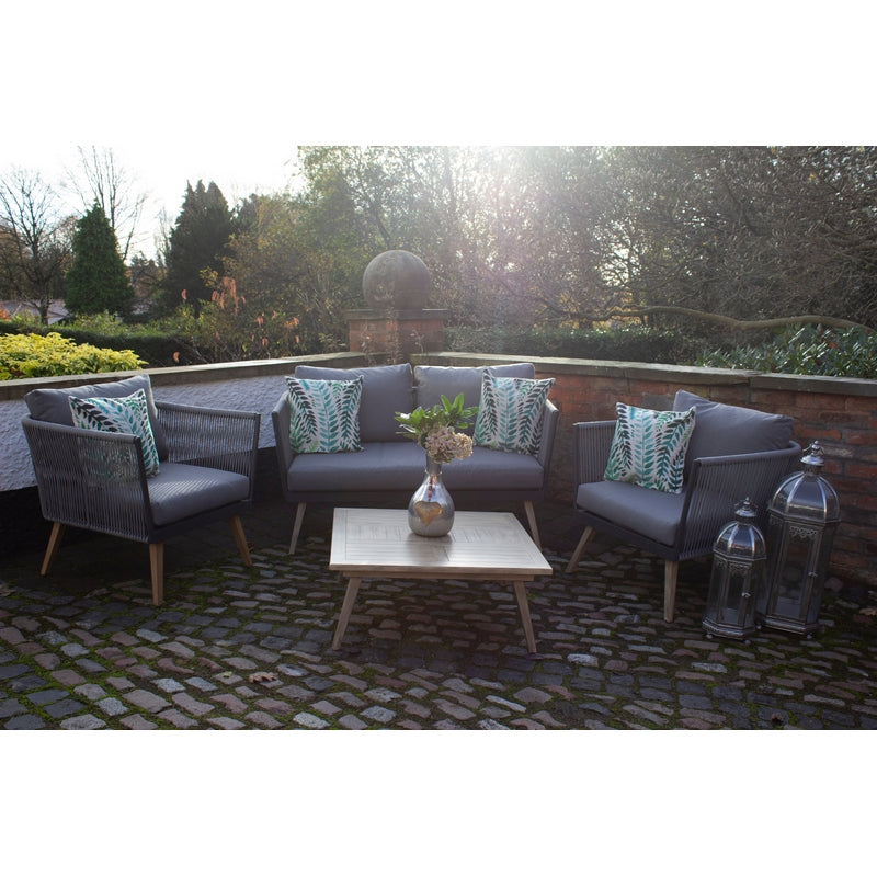 Milan Garden Patio Dining Set by Royalcraft - 4 Seats Grey Cushions - Croft Home & Garden