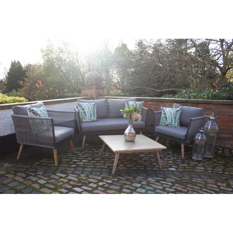 Milan Garden Patio Dining Set by Royalcraft - 4 Seats Grey Cushions - Croft Home & Garden