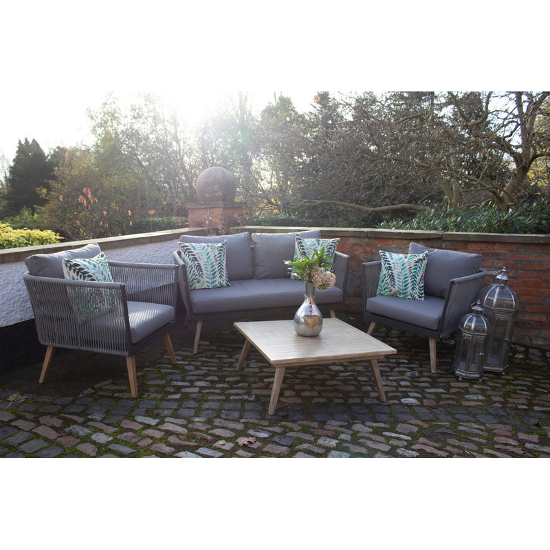 Milan Garden Patio Dining Set by Royalcraft - 4 Seats Grey Cushions - Croft Home & Garden