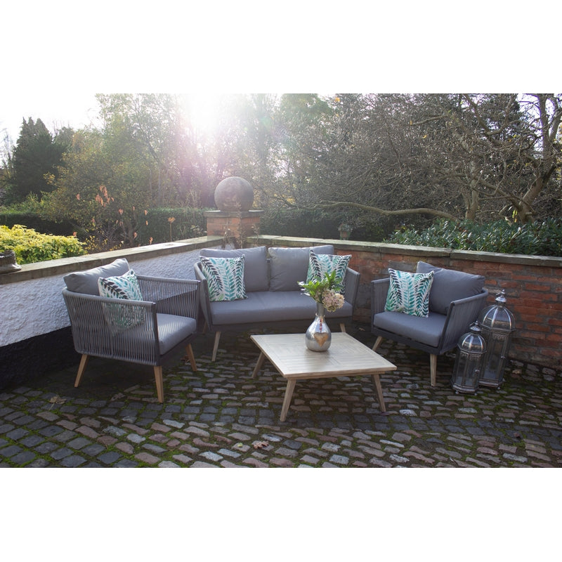 Milan Garden Patio Dining Set by Royalcraft - 4 Seats Grey Cushions - Croft Home & Garden