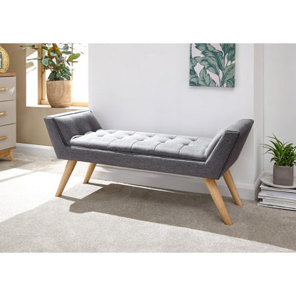 Milan Window Seat Wood & Fabric Grey