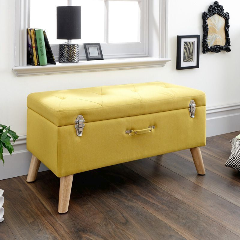 Minstrel Ottoman Fabric Yellow 1 Door