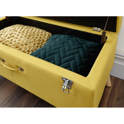 Minstrel Ottoman Fabric Yellow 1 Door