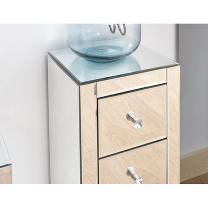 Venetian Slim Bedside Table Mirrored 3 Drawers