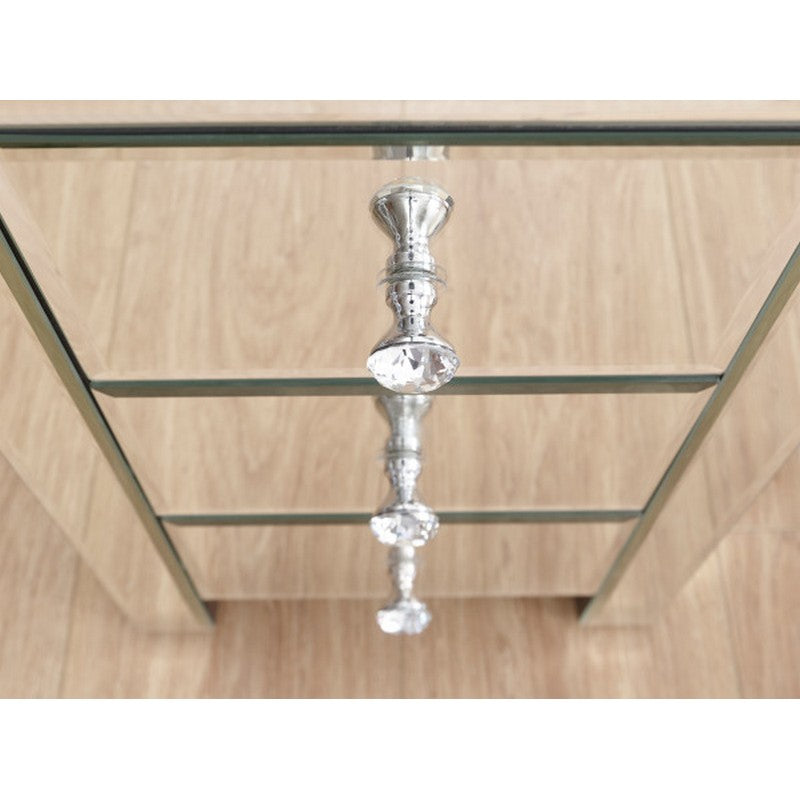 Venetian Slim Bedside Table Mirrored 3 Drawers