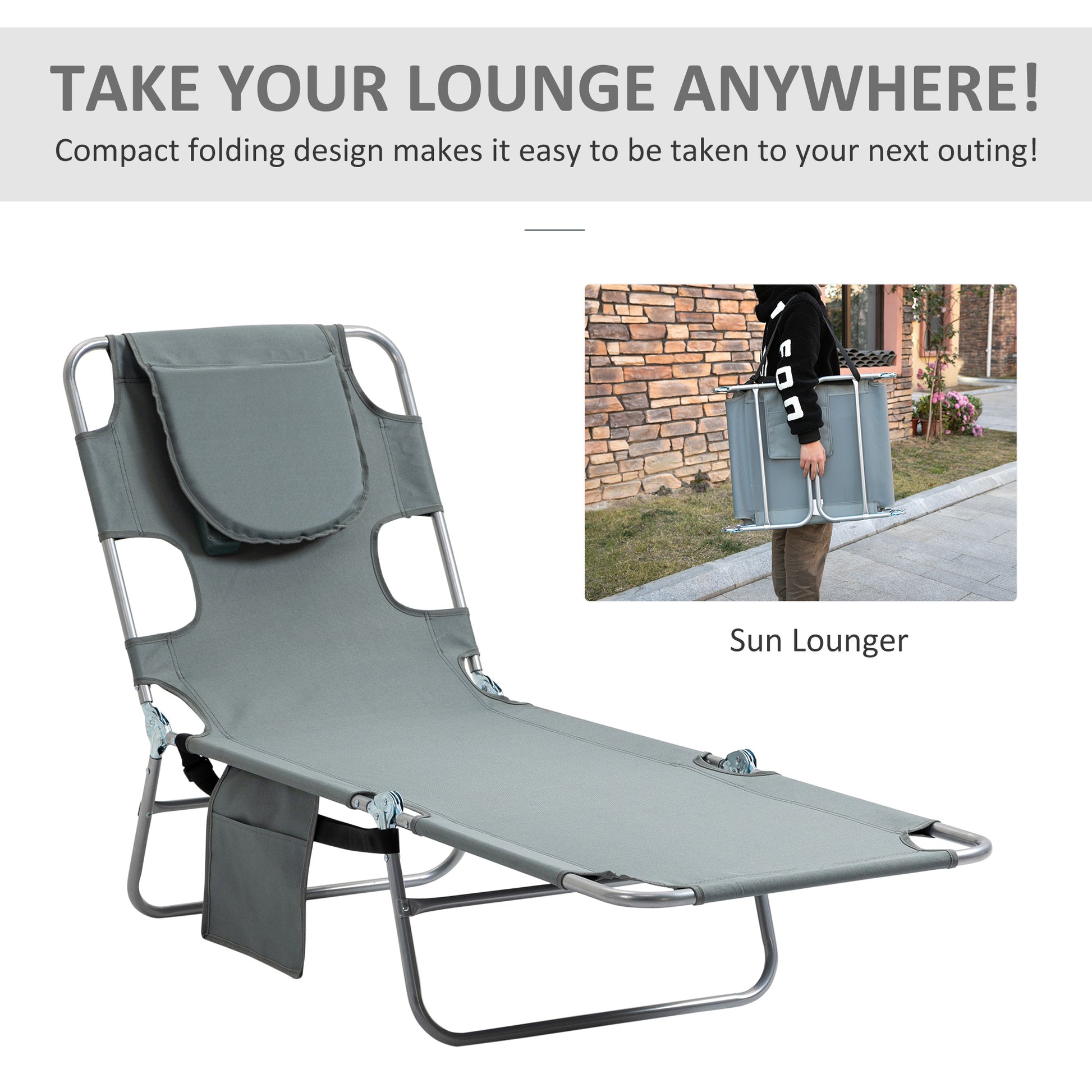 Outsunny Foldable Sun Lounger with Reading Hole