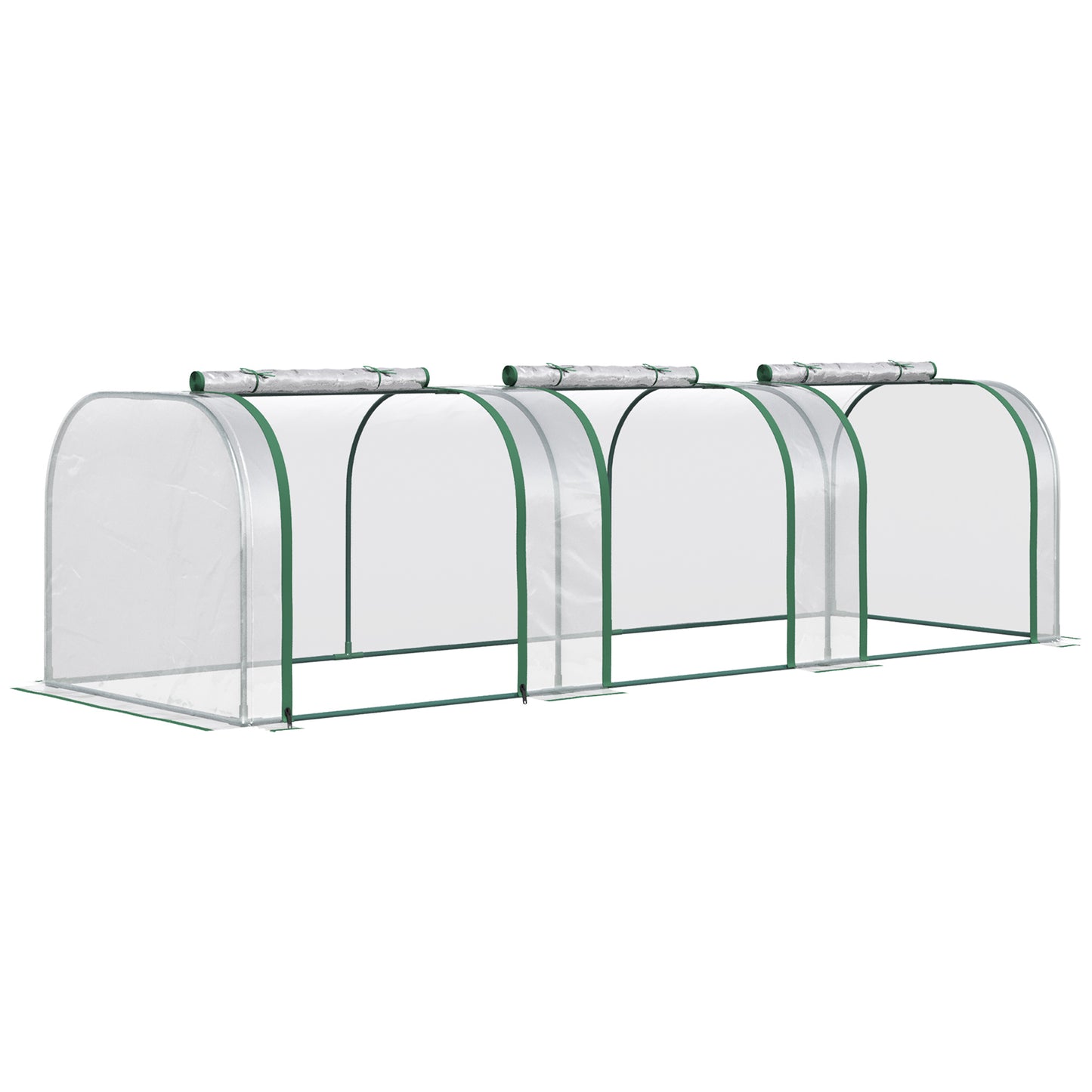 Outsunny PVC Tunnel Greenhouse Green Grow House Steel Frame for Garden Backyard with Zipper Doors 295x100x80 cm