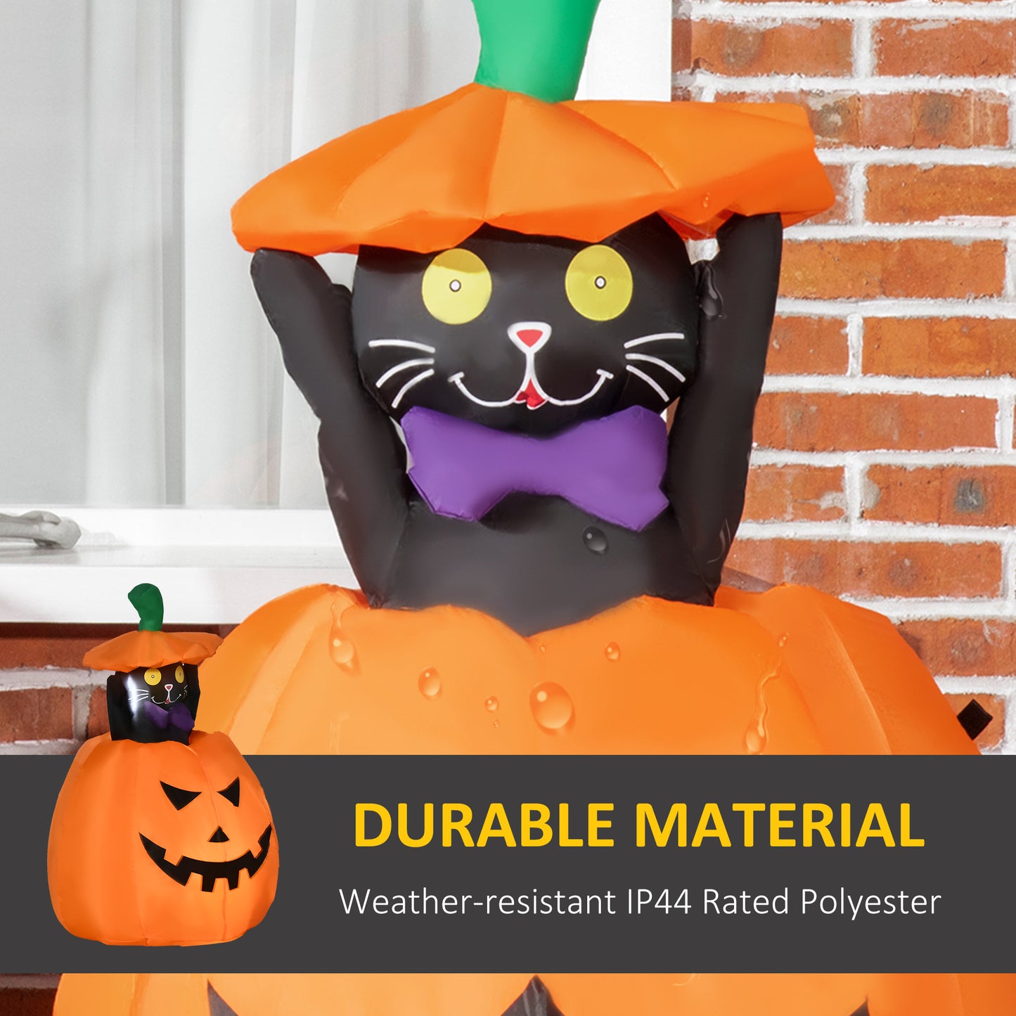 Outsunny 4ft Inflatable Halloween Pumpkin with Lifting Cat