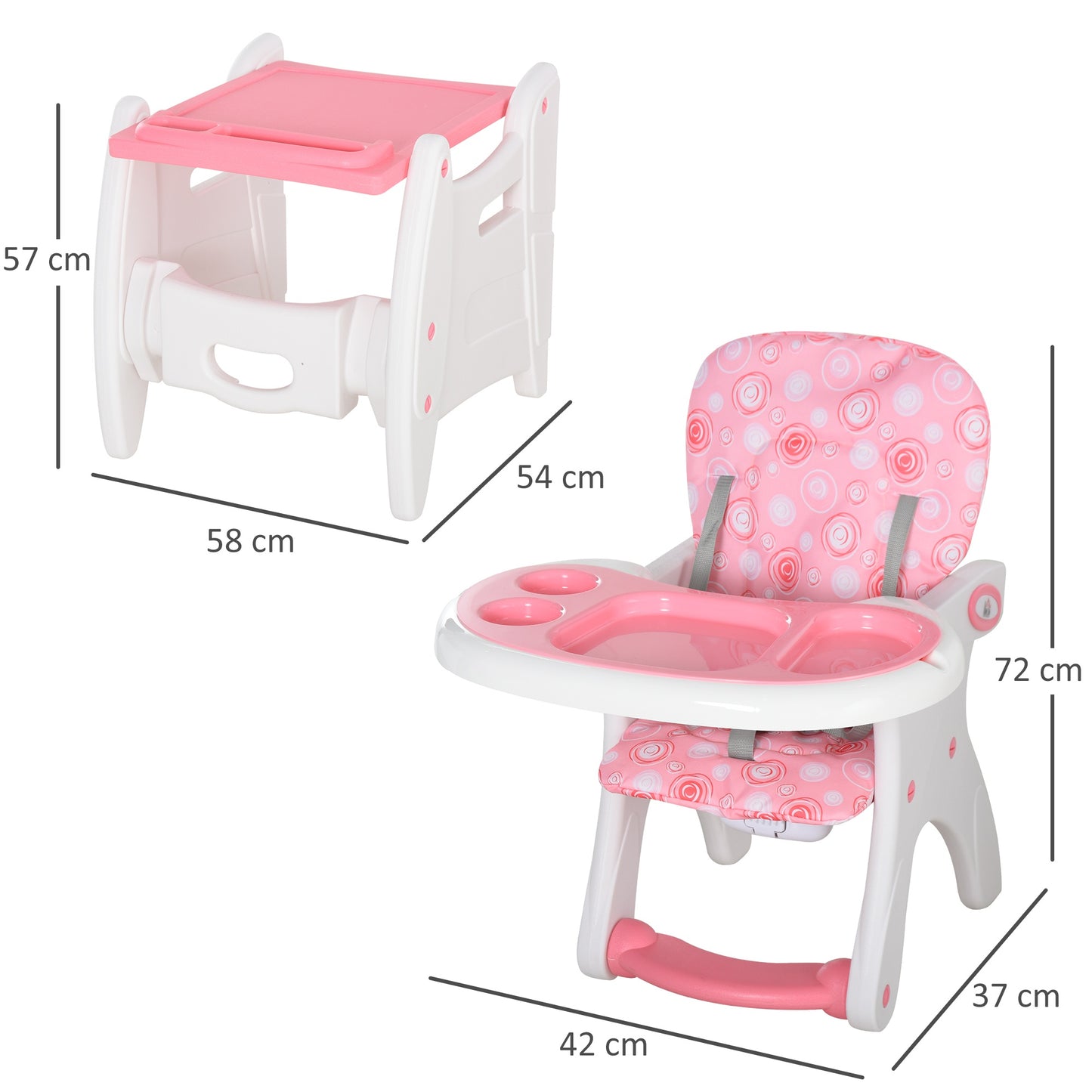 Homcom HDPE 3-in-1 Baby Booster High Chair Pink