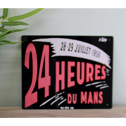 Vintage 25 Heures Du Mans Sign Metal Wall Mounted - 25cm