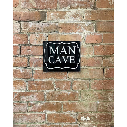 Man Cave Sign Metal Black Wall Mounted - 25cm