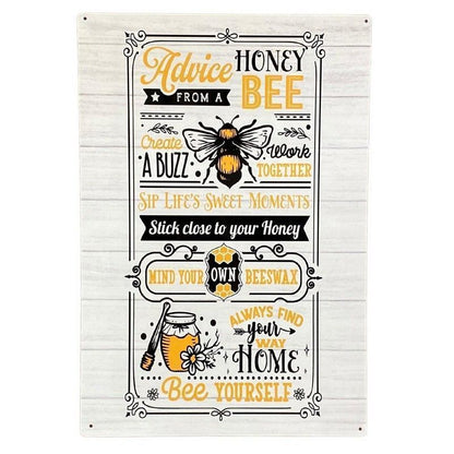 Advice From A Honey Bee Sign Metal Wall Mounted - 41cm