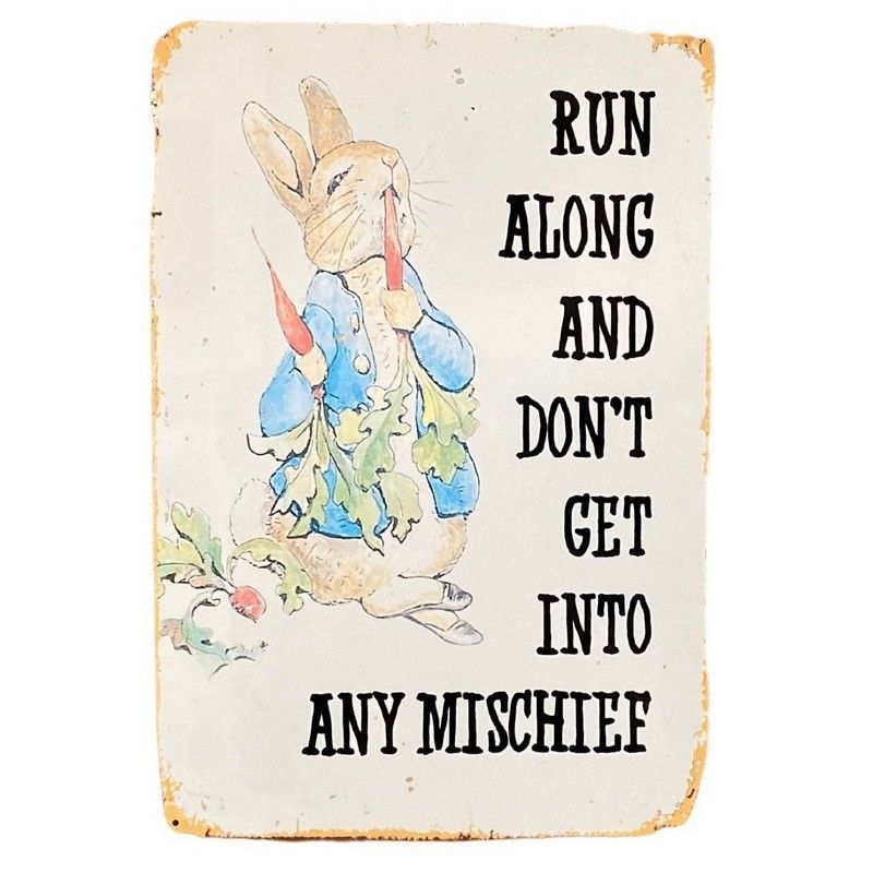 Peter Rabbit Sign Metal Wall Mounted - 41cm