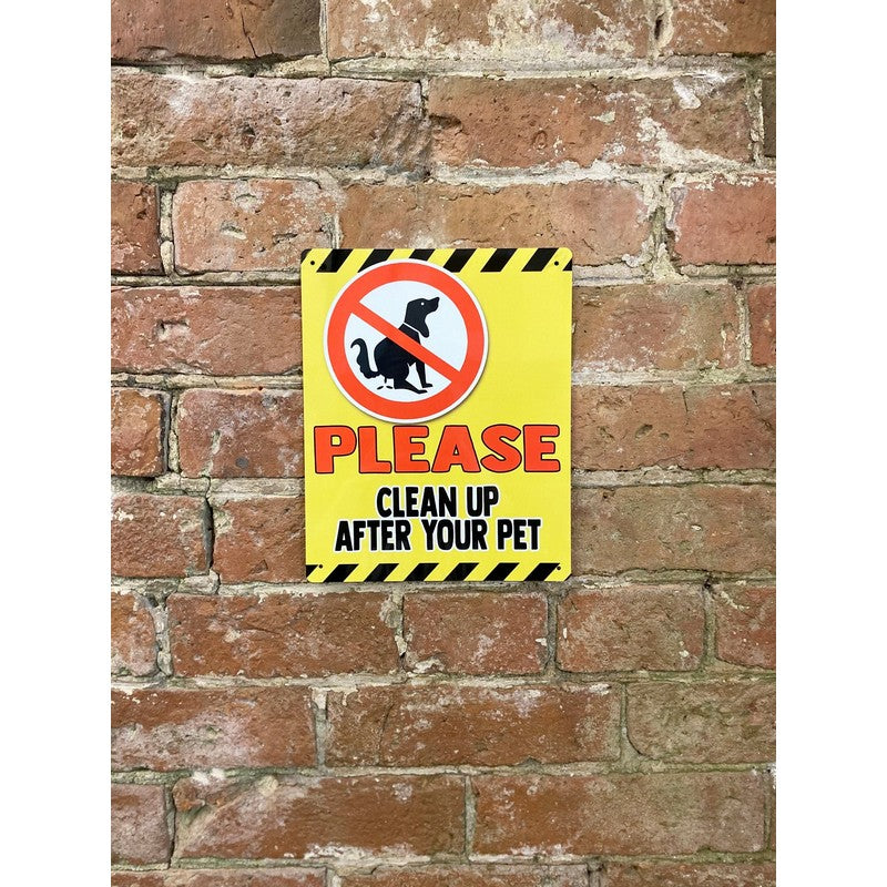 Clean Up After Your Pet Sign Metal Wall Mounted - 25cm