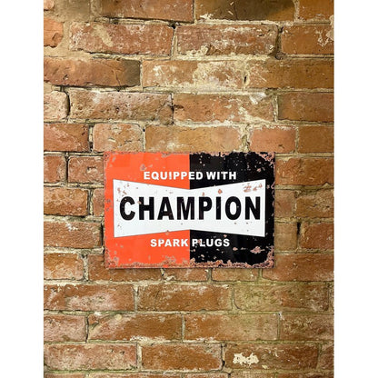 Vintage Champion Spark Plugs Sign Metal Wall Mounted - 41cm