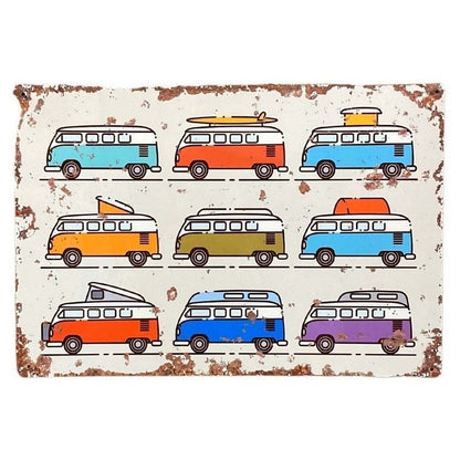 Vintage Camper Van Sign Metal Wall Mounted - 41cm