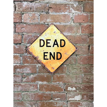 Dead End Sign Metal Yellow Wall Mounted - 28cm