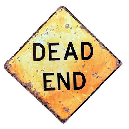 Dead End Sign Metal Yellow Wall Mounted - 28cm