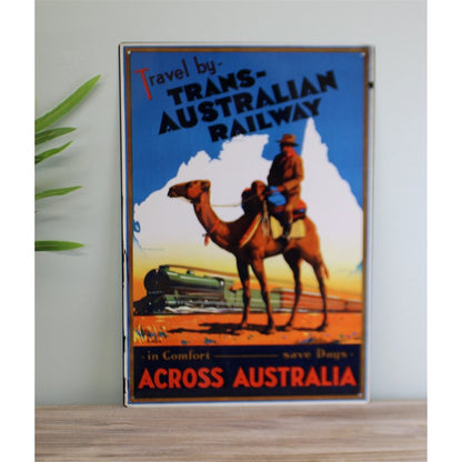 Vintage Trans-Australian Railway Sign Metal Wall Mounted - 40cm