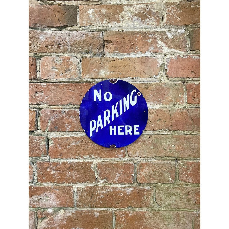 No Parking Sign Metal Blue Wall Mounted - 20cm